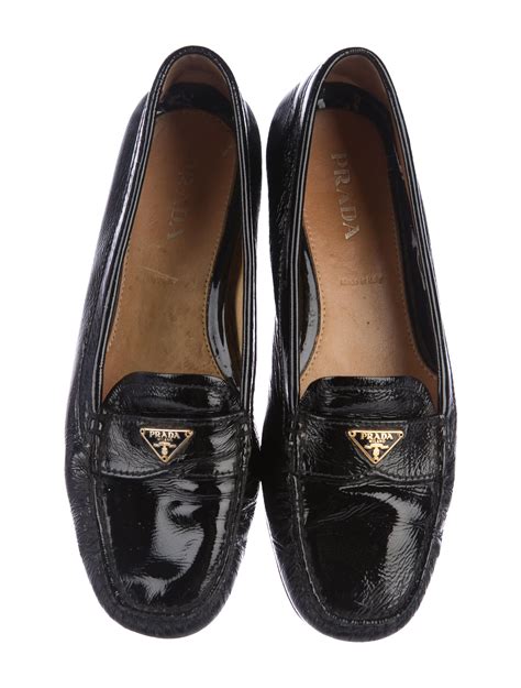 prada black leather loafers|prada patent leather loafers women's.